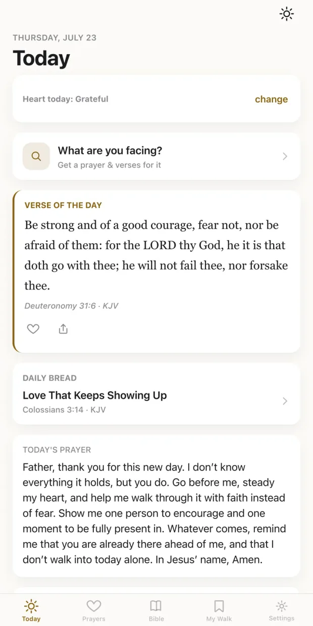 The FaithMultiplier app showing the Today screen.